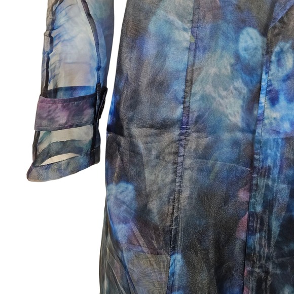 WHBM White House Black Market S Sheer Floral Duster Jacket Topper Blue Purple - Picture 8 of 13